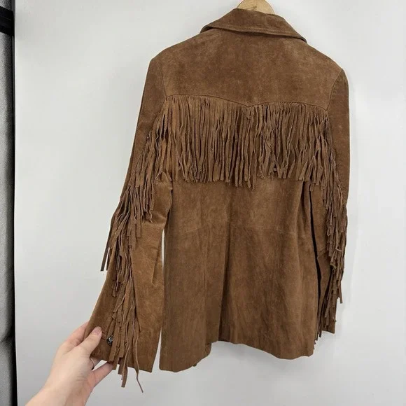 Vintage Scully Suede Leather Jacket Medium Western Cowgirl 90s Festival Fringe - Picture 2 of 7
